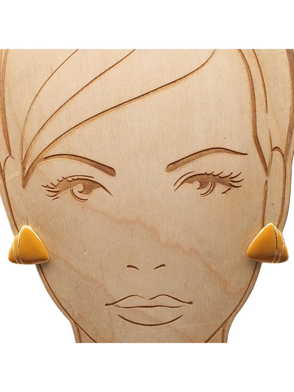 Vintage Gold-Tone & Mustard Triangle Clip-On Earrings Retro Style